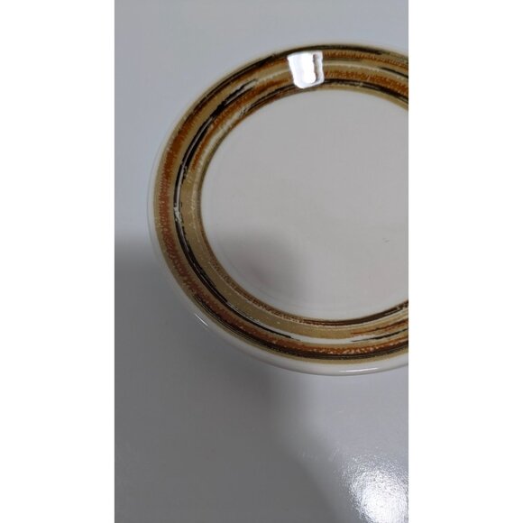 Syracuse China Syralite Restaurant Ware Plate Brown Beige Stripes Vintage USA - Picture 3 of 5